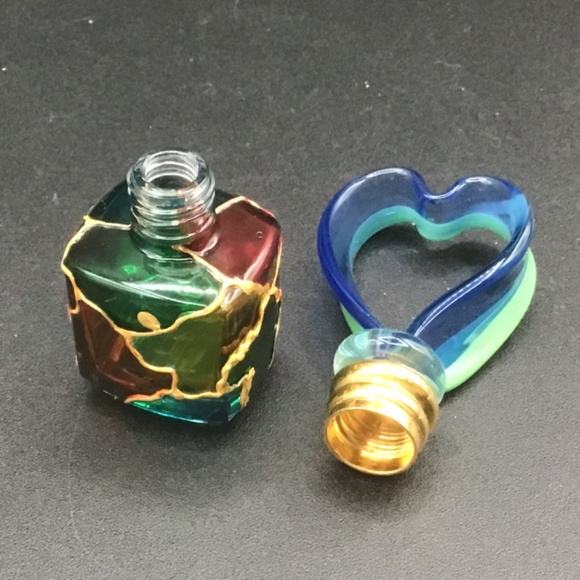 Vintage Mosaic coloured mini perfume bottle with stopper decorative art - Picture 5 of 5